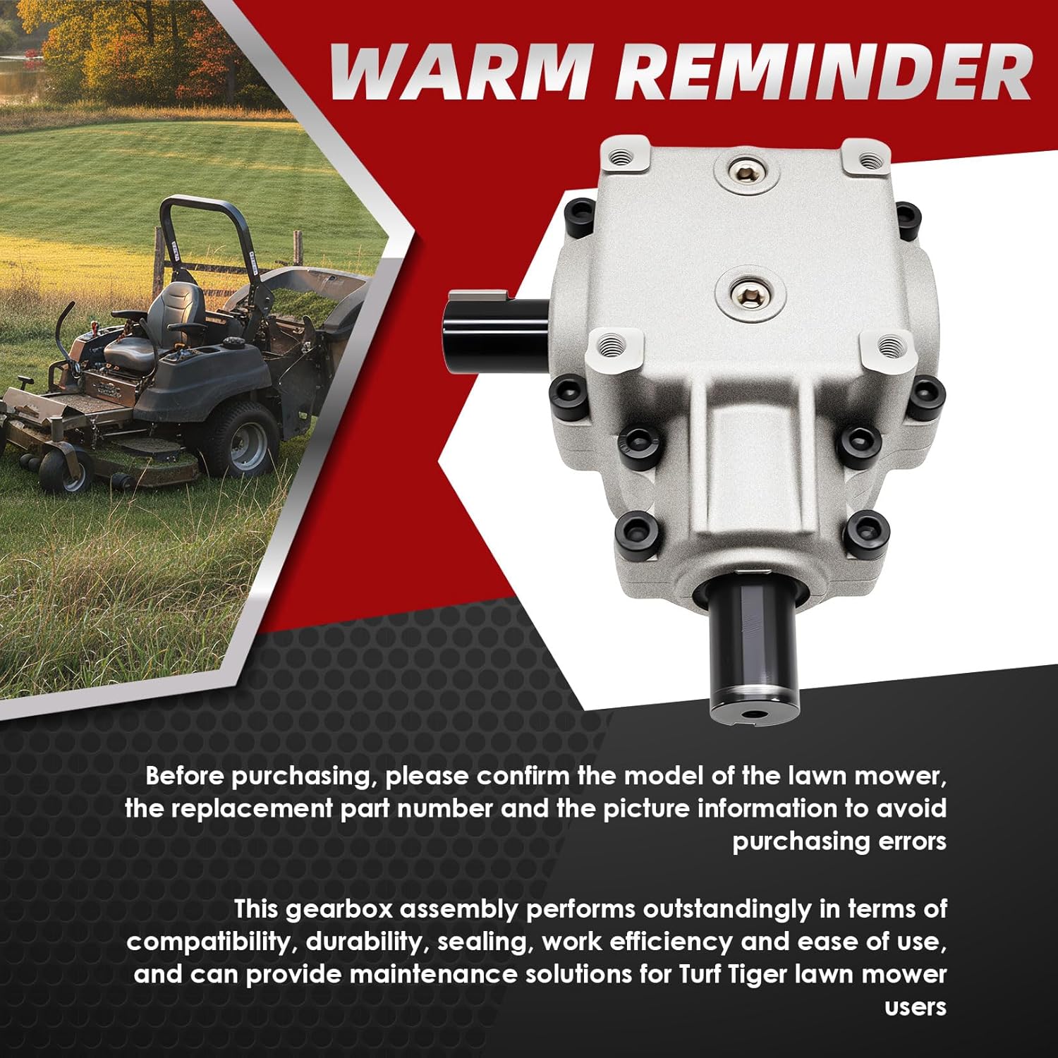 482486 Deck Gearbox Assembly Compatible with 481516 Turf Tiger Series Lawn Mower‌