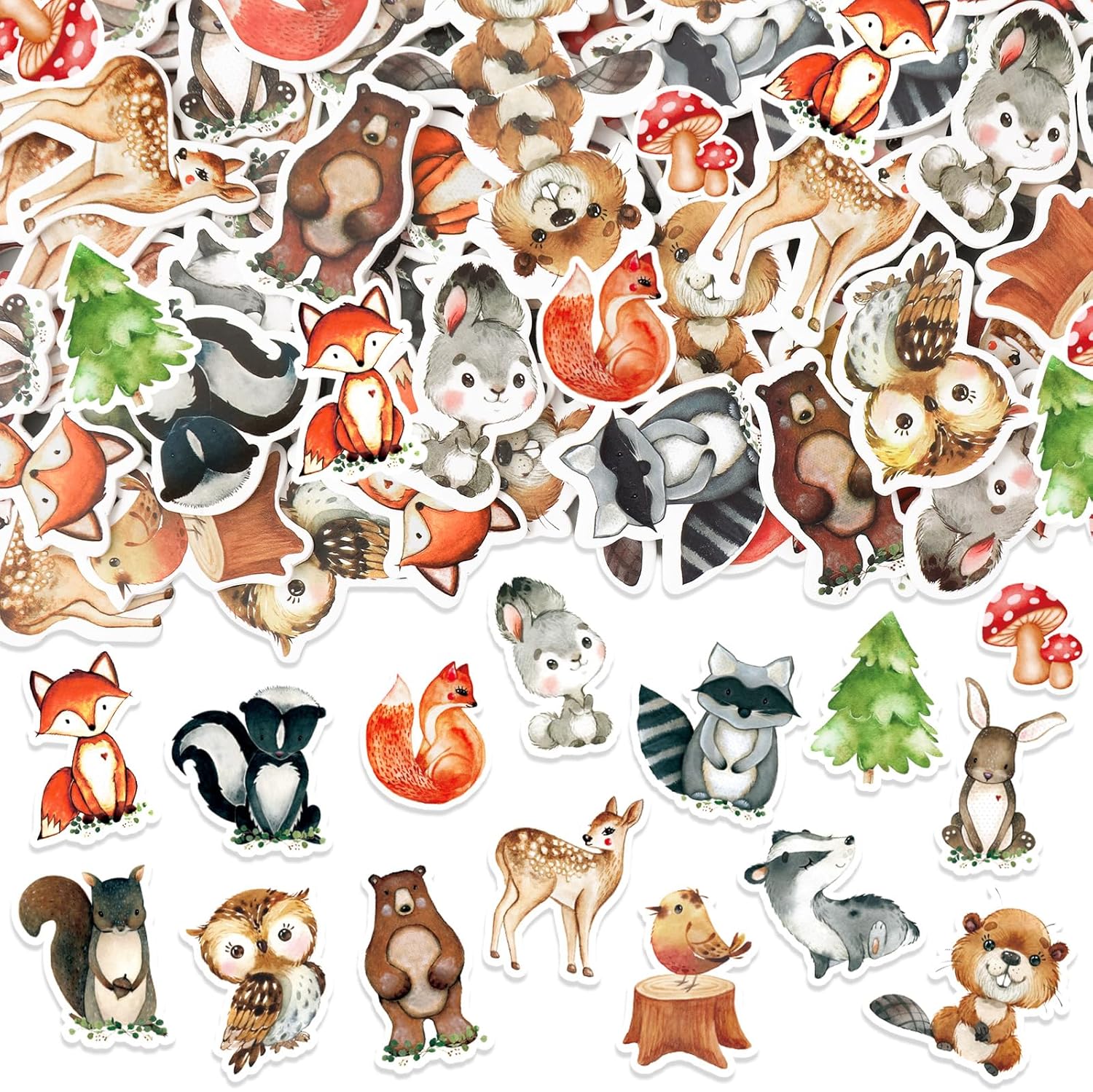 430Pcs Fall Animal Foam Stickers Woodland Animals Self-Adhesive Sticker Mixed Cartoon Forest Willife Decals for DIY Art Craft Classroom Decor Birthday Party Supplies