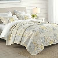 Vista 10 de Colchas de tamaño King de 120 x 120 pulgadas, 100% algodón, ligero, de gran tamaño, con 2 fundas de almohada, colcha acolchada floral reversible