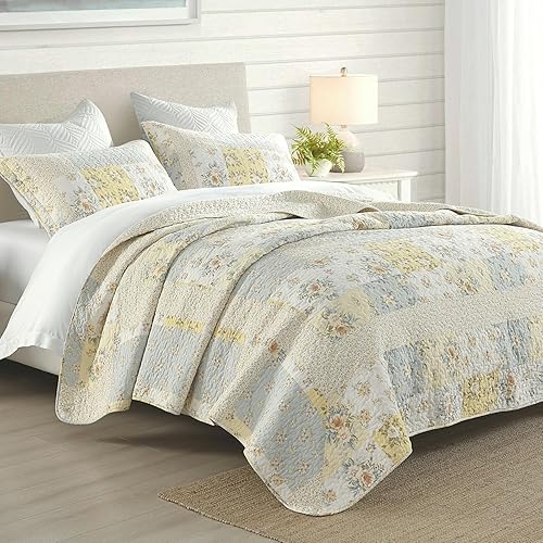 QuiltMuse Colcha tamaño Queen de gran tamaño de 102 x 120 pulgadas, colcha ligera de 100% algodón, tamaño Queen con 2 fundas de almohada, colcha QuiltMuse Colcha tamaño Queen de gran tamaño de 102 x 120 pulgadas, colcha ligera de 100% algodón, tamaño Queen con 2 fundas de almohada, colcha