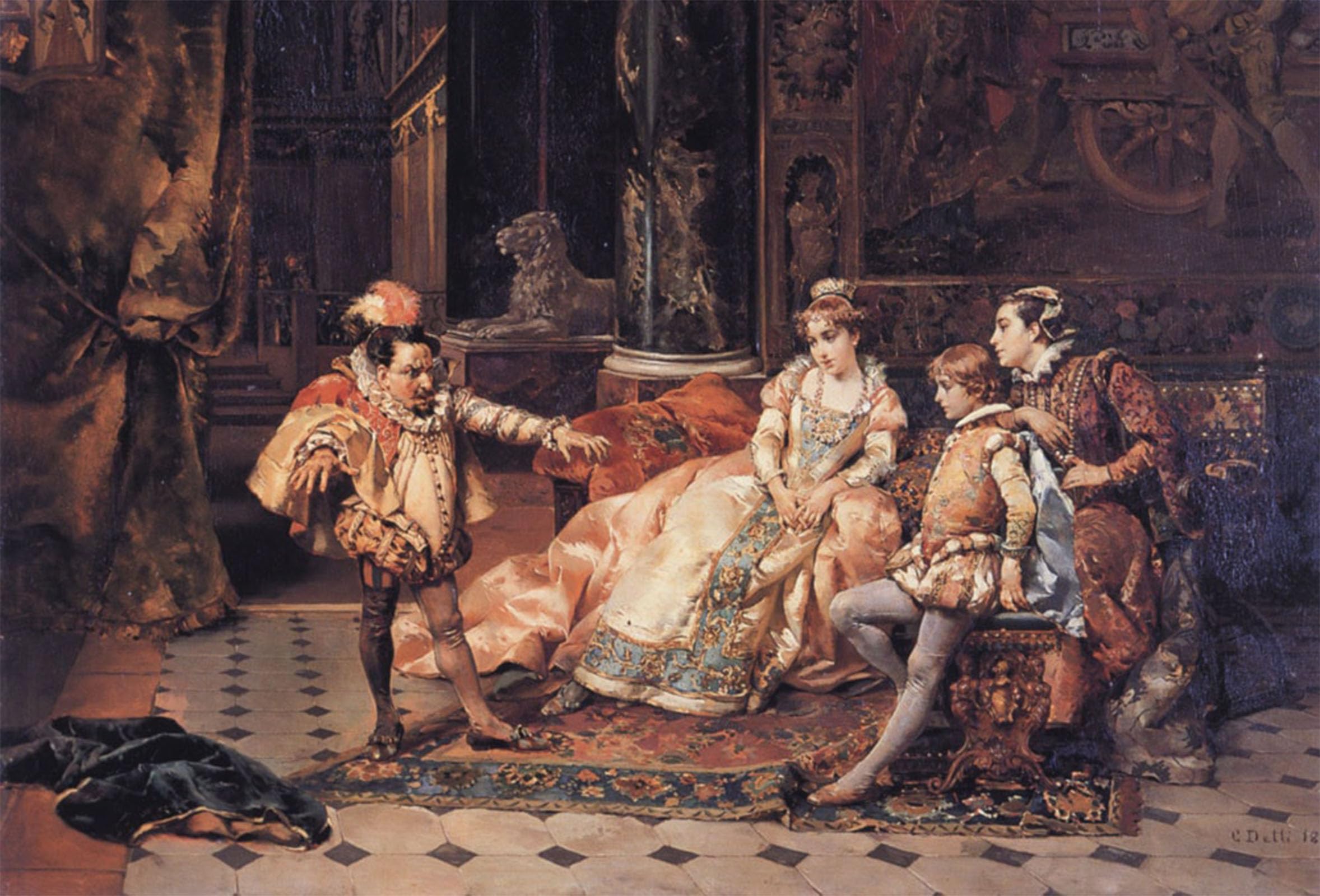 SERENDIPITP Vintage Picture Print on Canvas Wall Art Poster the Court Jester by Cesare-auguste Detti Artwork Print Poster for Wall Decor 60x90cm