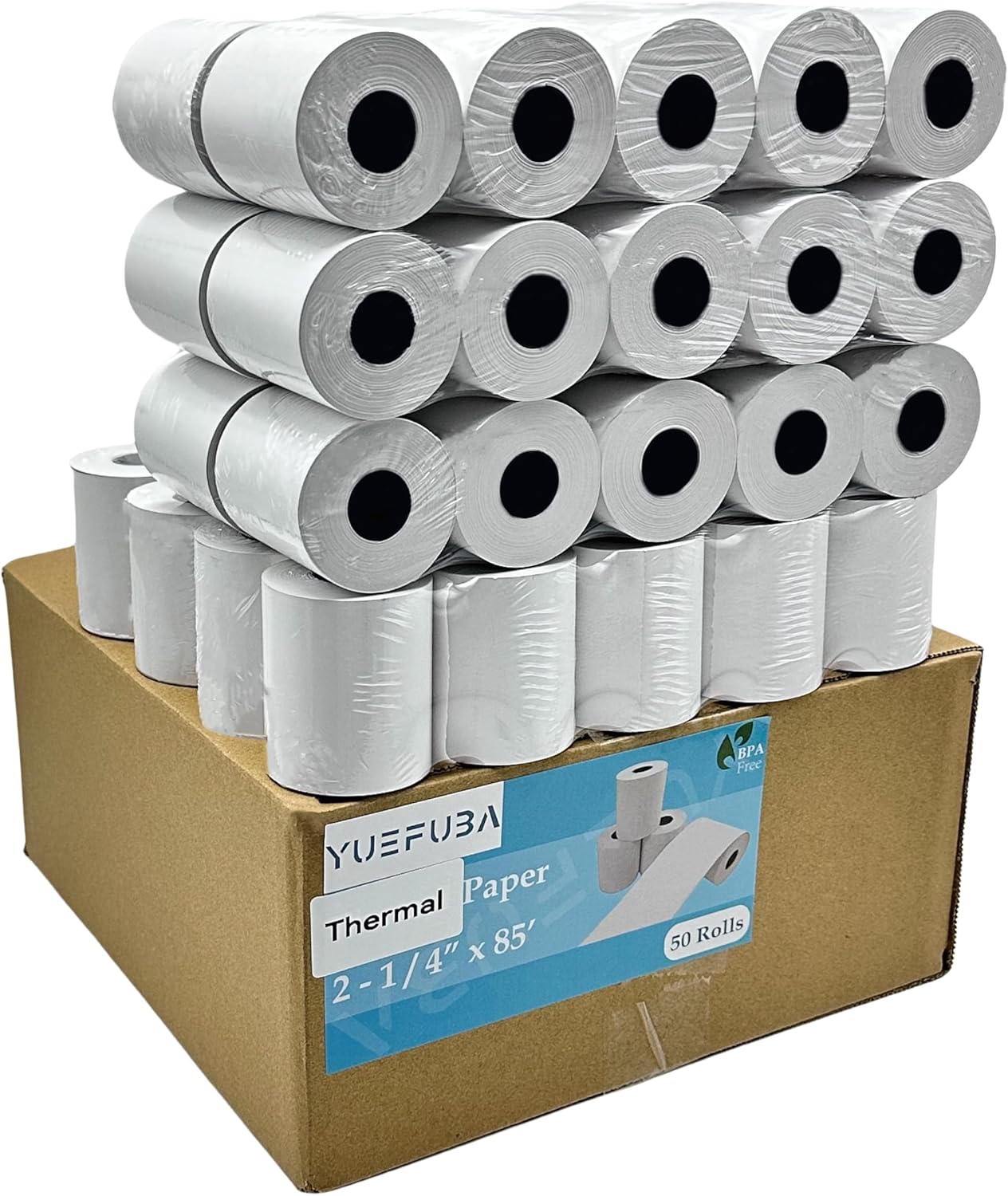 50 Rolls 2 1/4 x 85 Thermal Paper Receipt Rolls Premium Quality Paper Fits