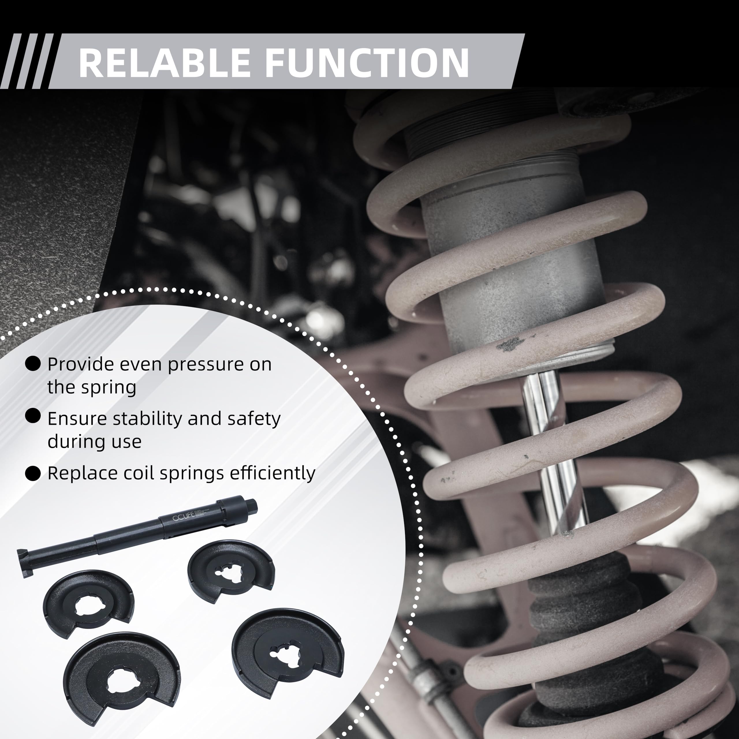 CCLIFE Compresor de Muelles Interiores Compresor Muelles Amortiguador Herramienta Tensora de Muelles Interiores W201 W203 W124 W126 | Compatible con Mercedes-Benz W201, W203, W124 y W126 para el cambio de puntal profesional