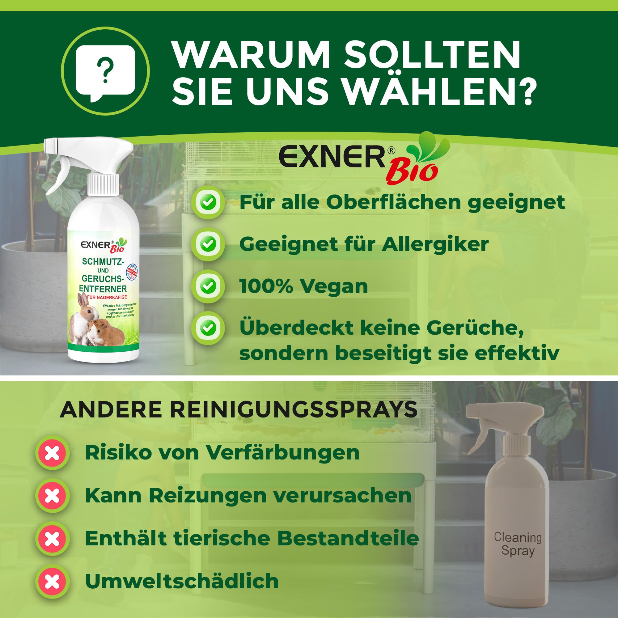 Anti-odeur et saleté pour cages de rongeurs, avec micro-organismes contre les selles, l'urine et les odeurs des animaux domestiques, 100 % naturel et délicat, vaporisateur de 500 ml