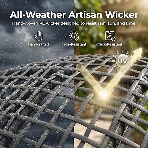 Miniatura 6 de NICESOUL Silla de Patio con Forma de Huevo con Otomán, Silla de Estar de Huevo para Interior y Exterior, Silla Redonda y Grande y Acogedora, 440lbs