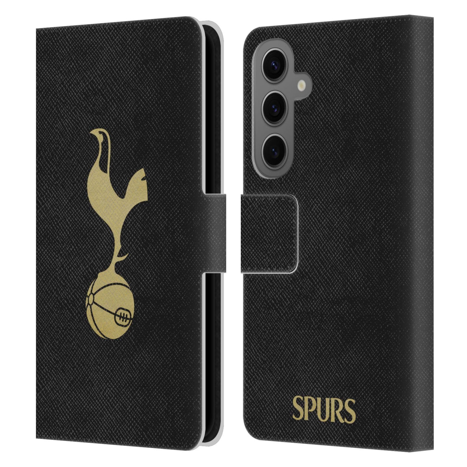 Head Case Designs Officially Licensed Tottenham Hotspur F.C. Black And Gold Badge Leather Wallet Case Compatible With Samsung Galaxy S25