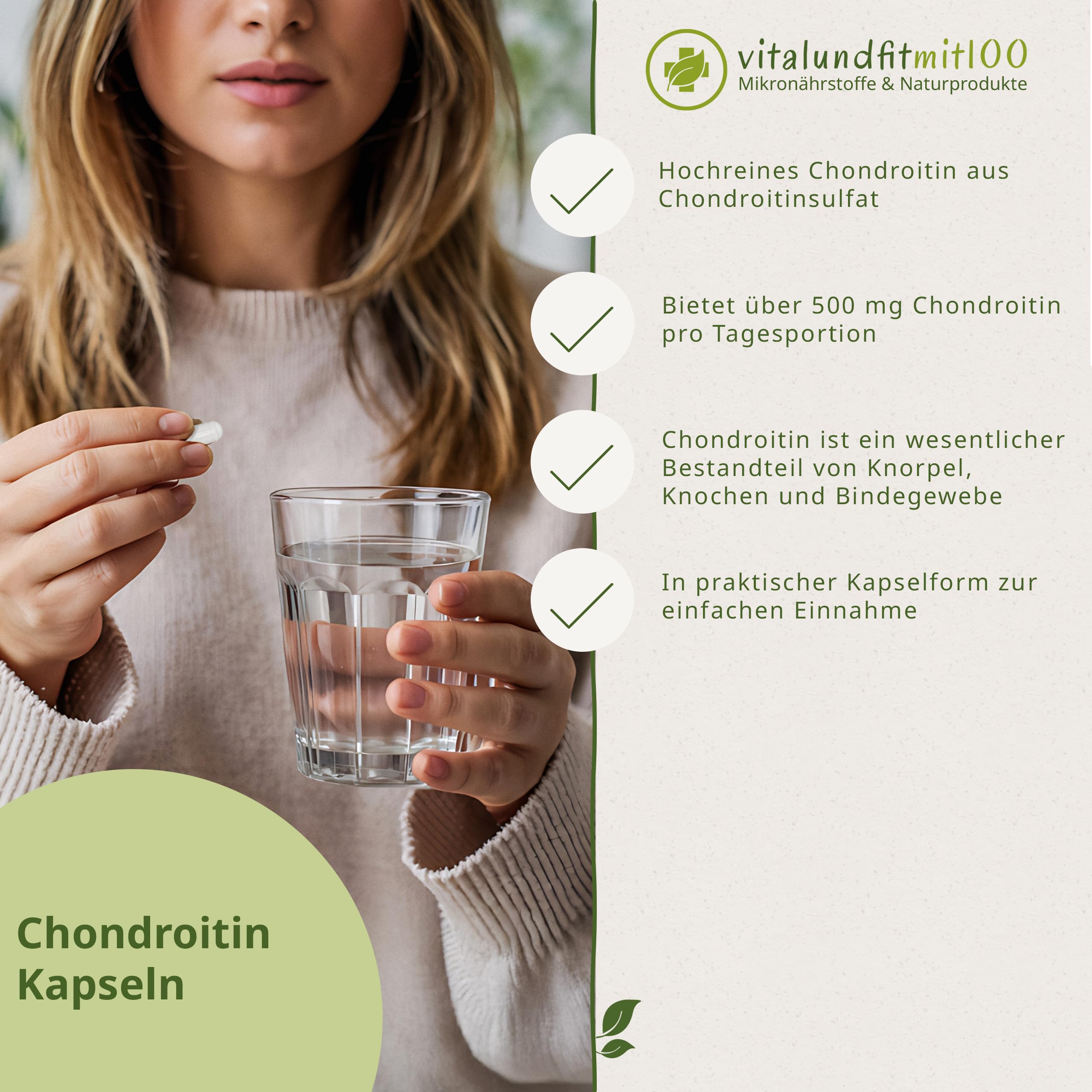 Chondroitin (Chondroitinsulfat) - 150 Kapseln hochdosiert - Bestandteil von Knorpel, Knochen und Bindegewebe - glutenfrei - Deutsche Herstellung