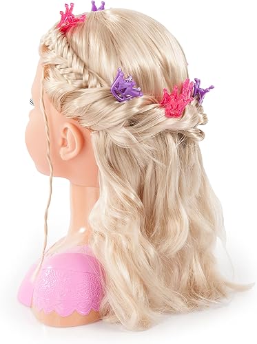 Miniatura 5 de Bayer Charlene Styling Head 10.6 in con pelo rubio, maquillaje y accesorios para juego creativo