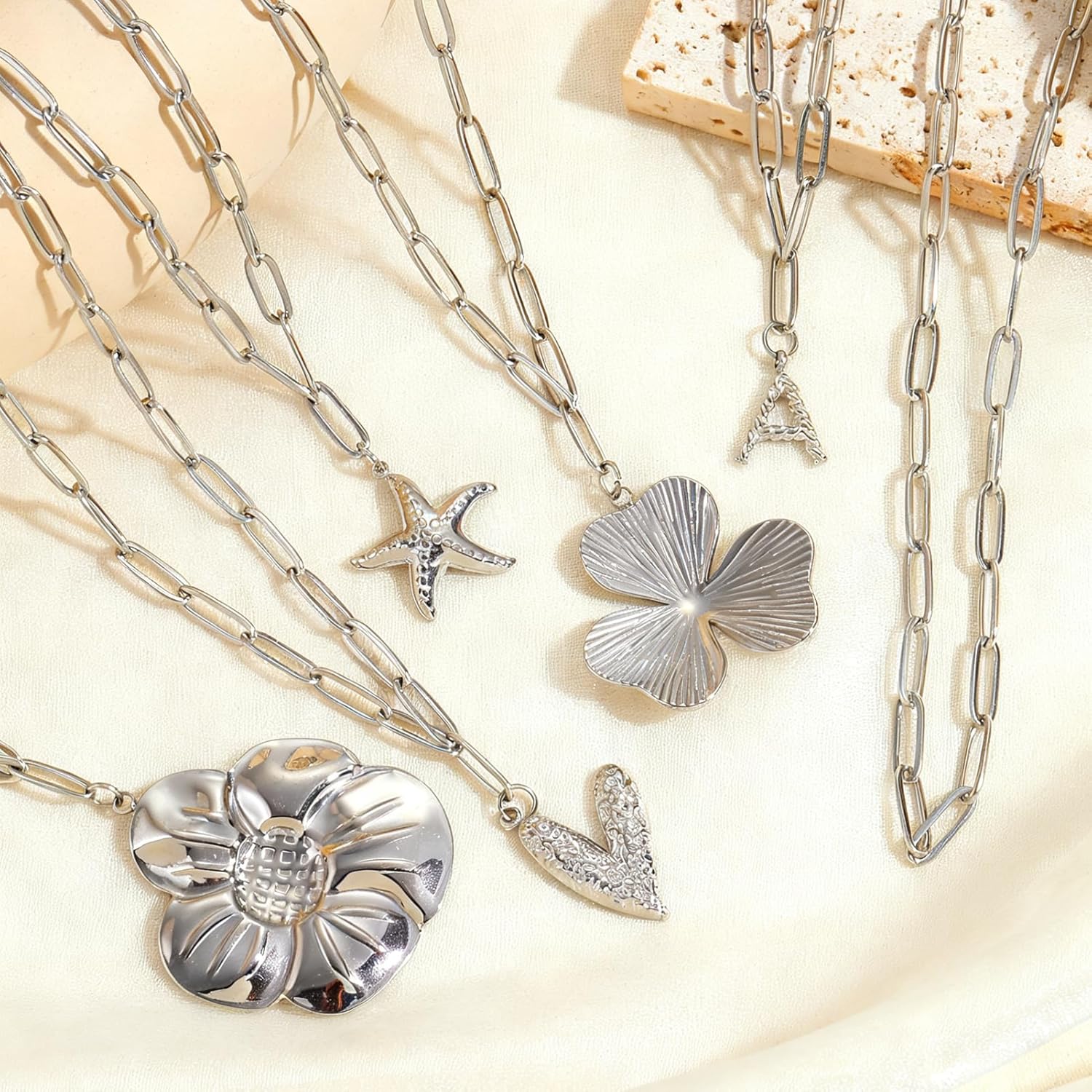 Swyabi 10 PCS Stainless Steel Paperclip Chains 18Inch Adjustable Necklace Bulk for Men Women DIY Bracelets Crafts - Image 3