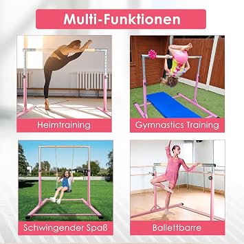 ORIENTOOLS Gymnastics Bar for Kids Indoor Horizontal Bar Height Adjustable 90cm to 150cm Gymnastics Training Equipment for Home Girls Fitness Garden Gym Uneven Bars Sports Dancers