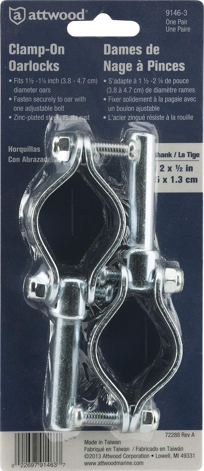 Attwood 9146-6 Zinc-Plated Steel Row Boat Deck Oar Lock, Set of 2