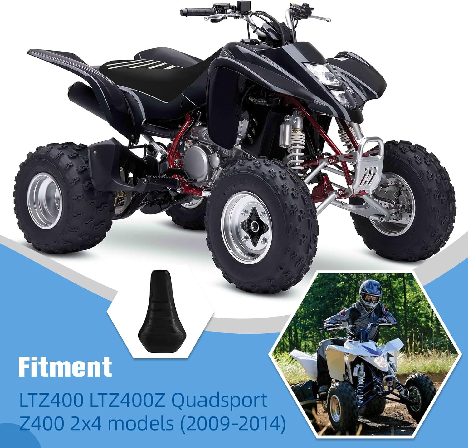 ATV Seat Cover Non-Slip Soft Waterproof for LTZ400 LTZ 400 LTZ400Z Quadsport Z400 2x4 2009-2014, High Elastic Leather White