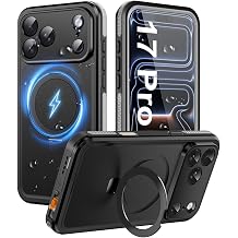 Hllhunkhe for iPhone 17 Pro Case, IP68 Waterproof Dustproof Case, [Built-in Screen Protector] [Invisible Kickstand] [Fit for Magsafe] Full Body Heavy Duty Rugged Phone Cover, Black
