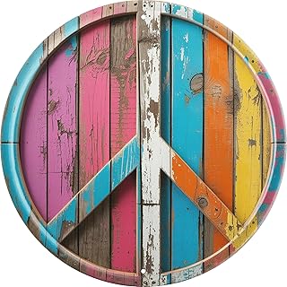 AWISZZZ Peace Symbol Metal Sign 8x8in Round Inspirational Plaque for Bedroom Wall Decor Harmony Gift