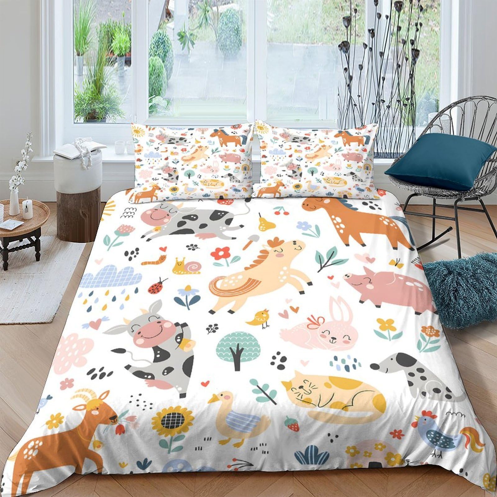 Ctjqhvkz Style-8 3D Printed Forest Animal Fitted Sheet Microfiber Soft Breathable Meadow Wildlife Bed Cover For Bedroom Dorm Decor Single（135X200cm）