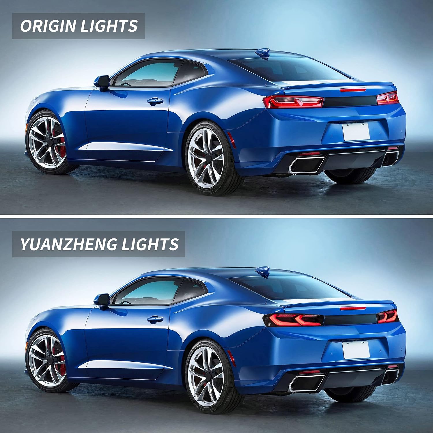 VLAND LED Tail Lights Compatible For Chevy Camaro Coupe 2016 2017 2018, With Sequential Turn Signal, Smoked and Clear Lens Style