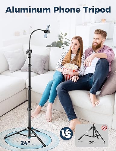 Miniatura 8 de JOILCAN Trípode para teléfono, trípode de 80 pulgadas para iPhone, soporte de trípode para teléfono celular para grabación, trípode para teléfono