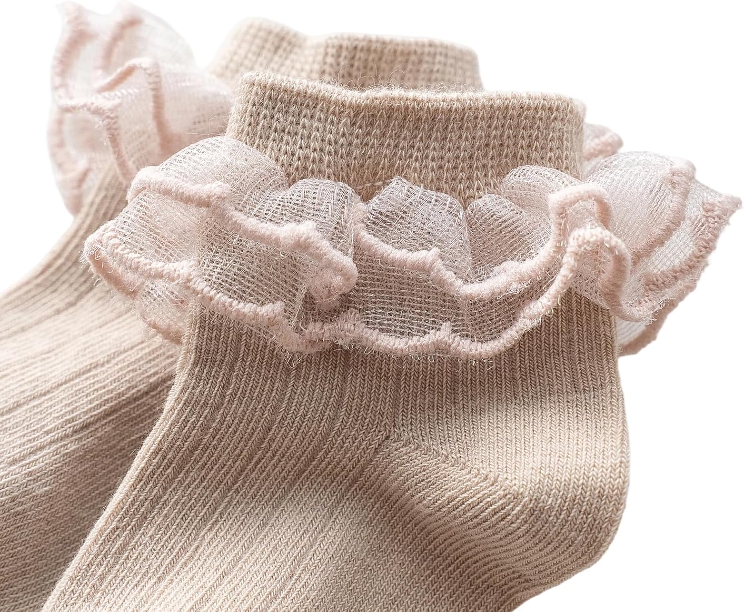 Baby Girls' Lace Ruffle Ankle Socks Cotton Princess Dress Socks for Newborns Toddlers 6 Pairs