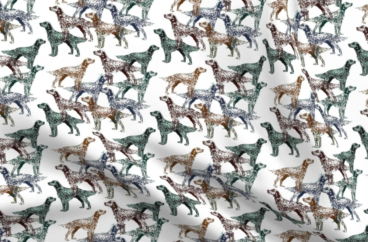 Spoonflower Fabric - English White Dog Hunting Setter Pet Printed on Upholstery Velvet Fabric Fat Quarter - Upholstery Home Decor Bottomweight Apparel