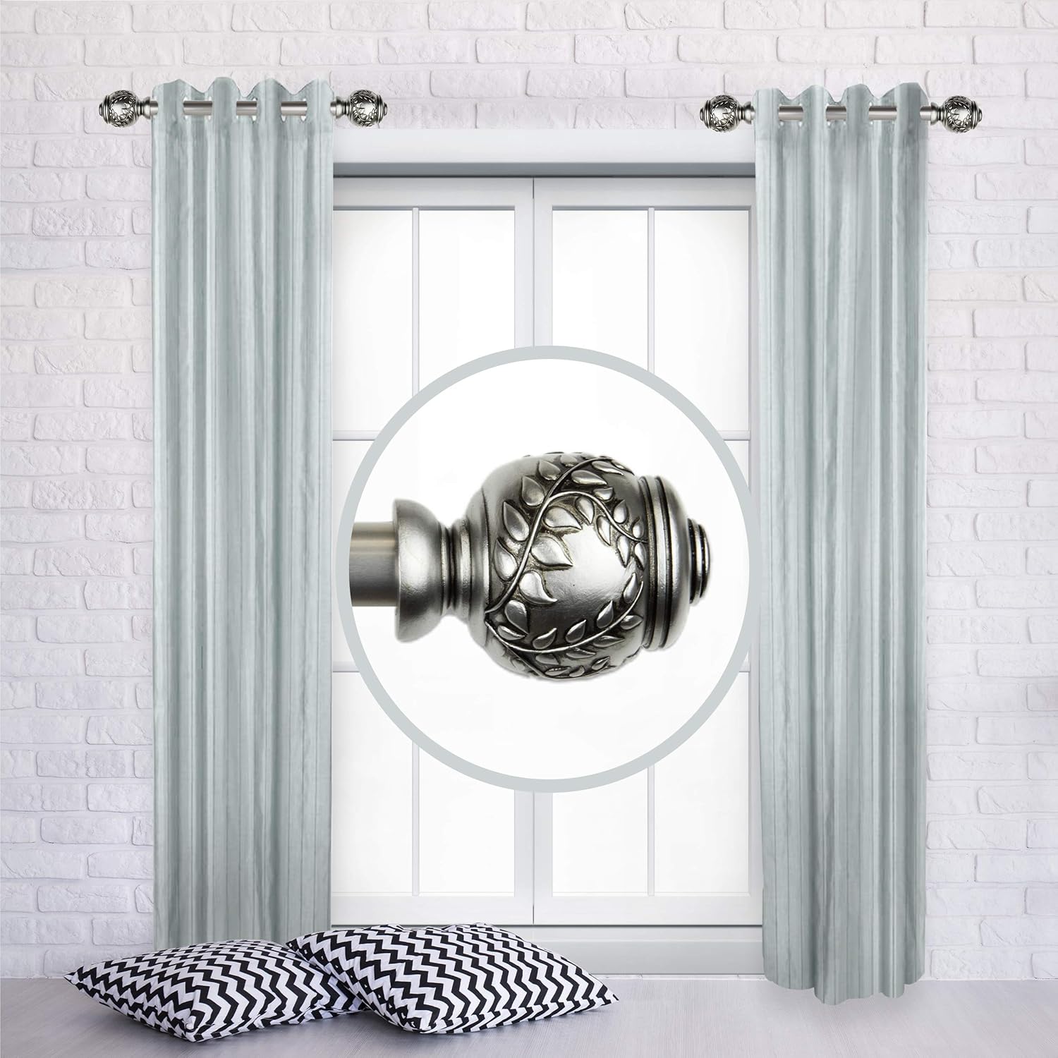 A&F Rod Decor - Twig 1" Side Curtain Rod 12-20 inch (Set of 2) - Satin Nickel