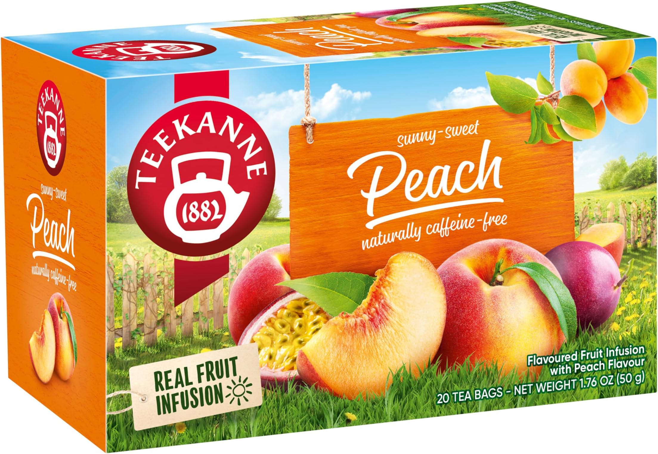 Peach and Passion Fruit All Natural Real Fruit Tea Infusion Sunny Sweet 20 Teabags