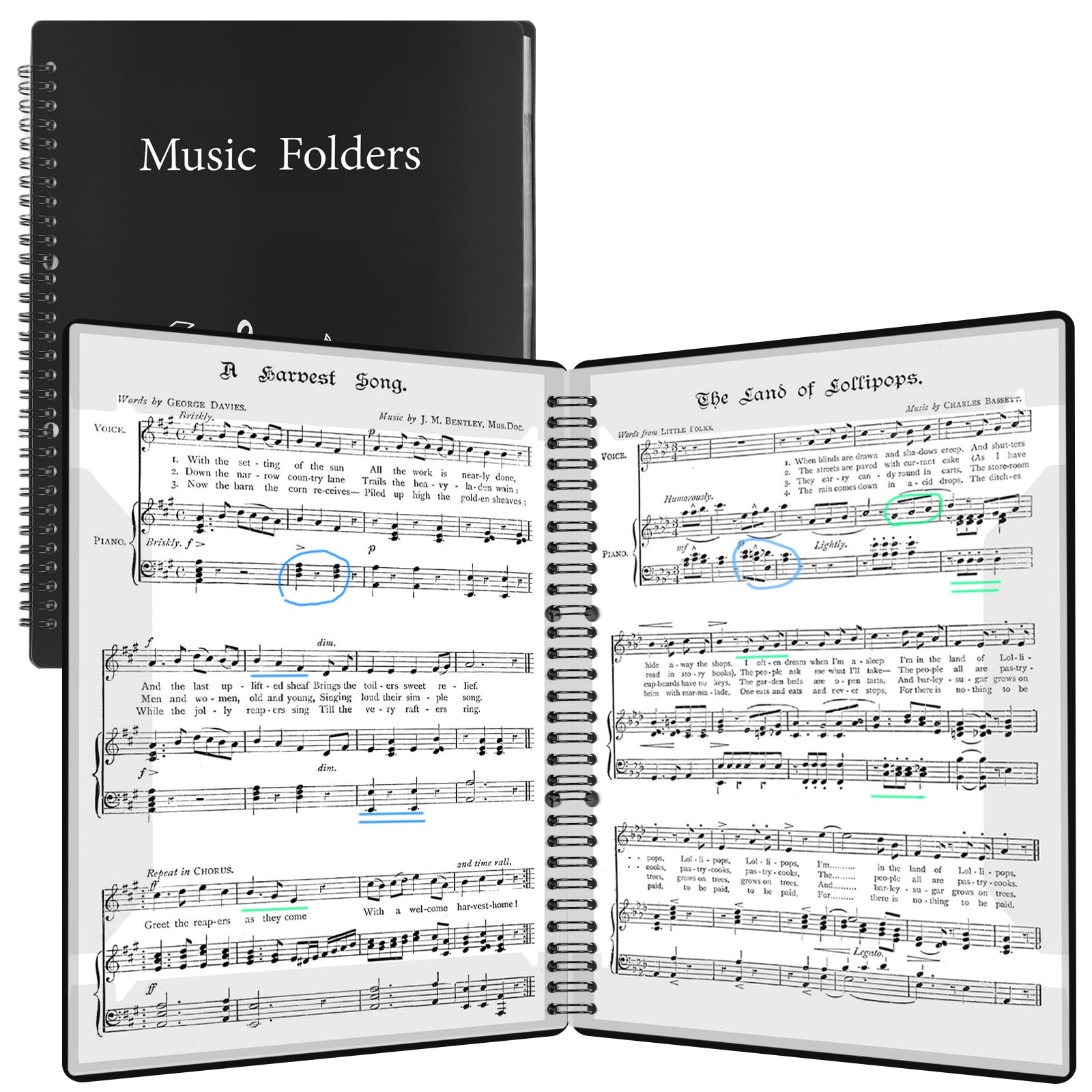 Sheet Music Folder, Music Folder, Premium Spiral Binder Organizer for Sheet Music, Sturdy Double Side Writable 60 Pages Music Sheet Folders Fits Letter Size (8.5 x 11 inches) by RNSXYAT