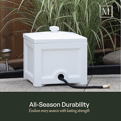 Miniatura 3 de Mayne Inc 5858-W Fairfield - Contenedor de almacenamiento para manguera de jardín, color blanco