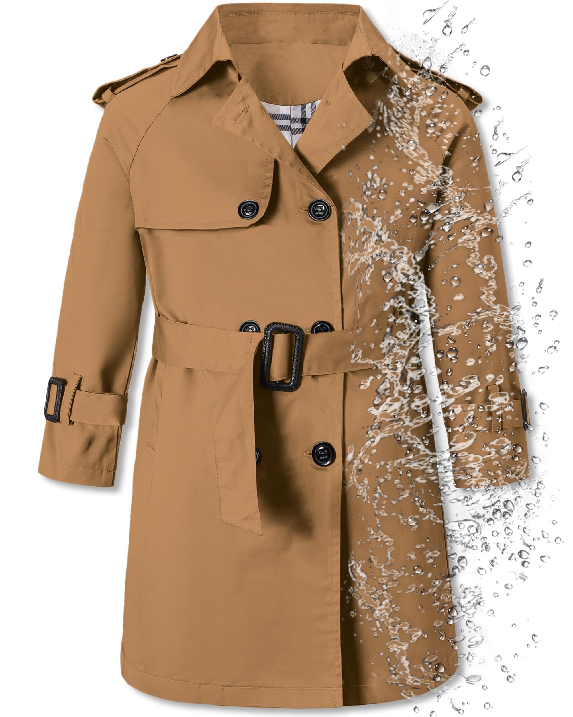 Betusline Boys Waterproof Trench Coat Double Breasted Jacket Dress Coats