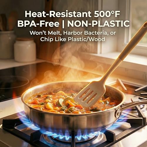Miniatura 4 de Juego de utensilios de cocina de silicona, 6 piezas, antiadherentes, sin BPA, resistente al calor, 446 F, apto para lavavajillas, incluye espátula,