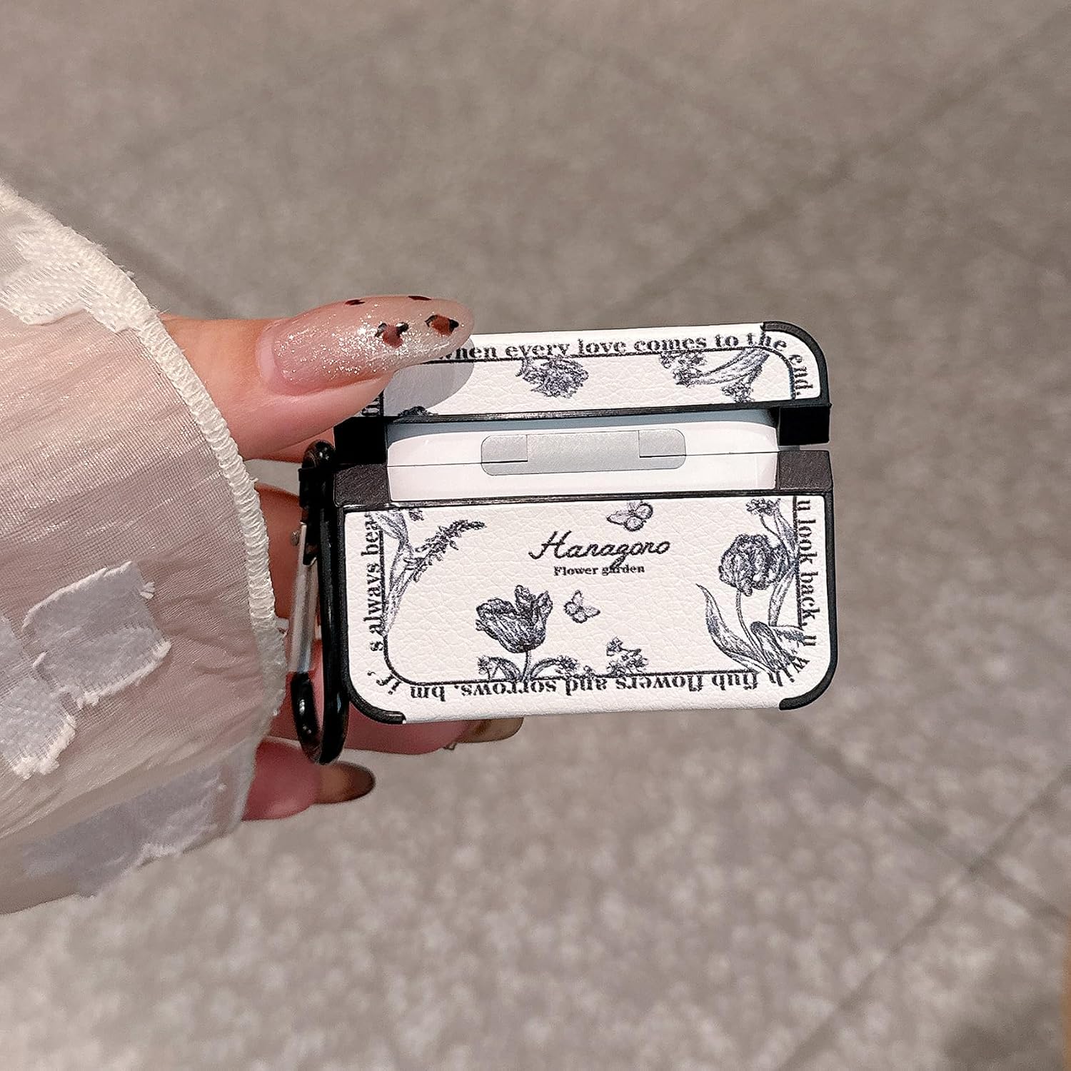 for AirPod Pro 3 Case 2025 for Women Girls Cute Flower Design with Keychain PU Leather Squre Shockproof Protective Cover Compatible with AirPods Pro 3rd Gen Case (Retro Rose White) image 5