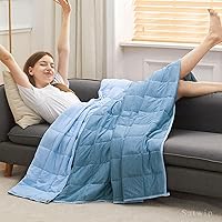 Vista 2 de Satwip Manta con peso de 10 libras, tamaño individual, manta con peso refrescante para personas que duermen con calor, jersey Moire fresco con arena