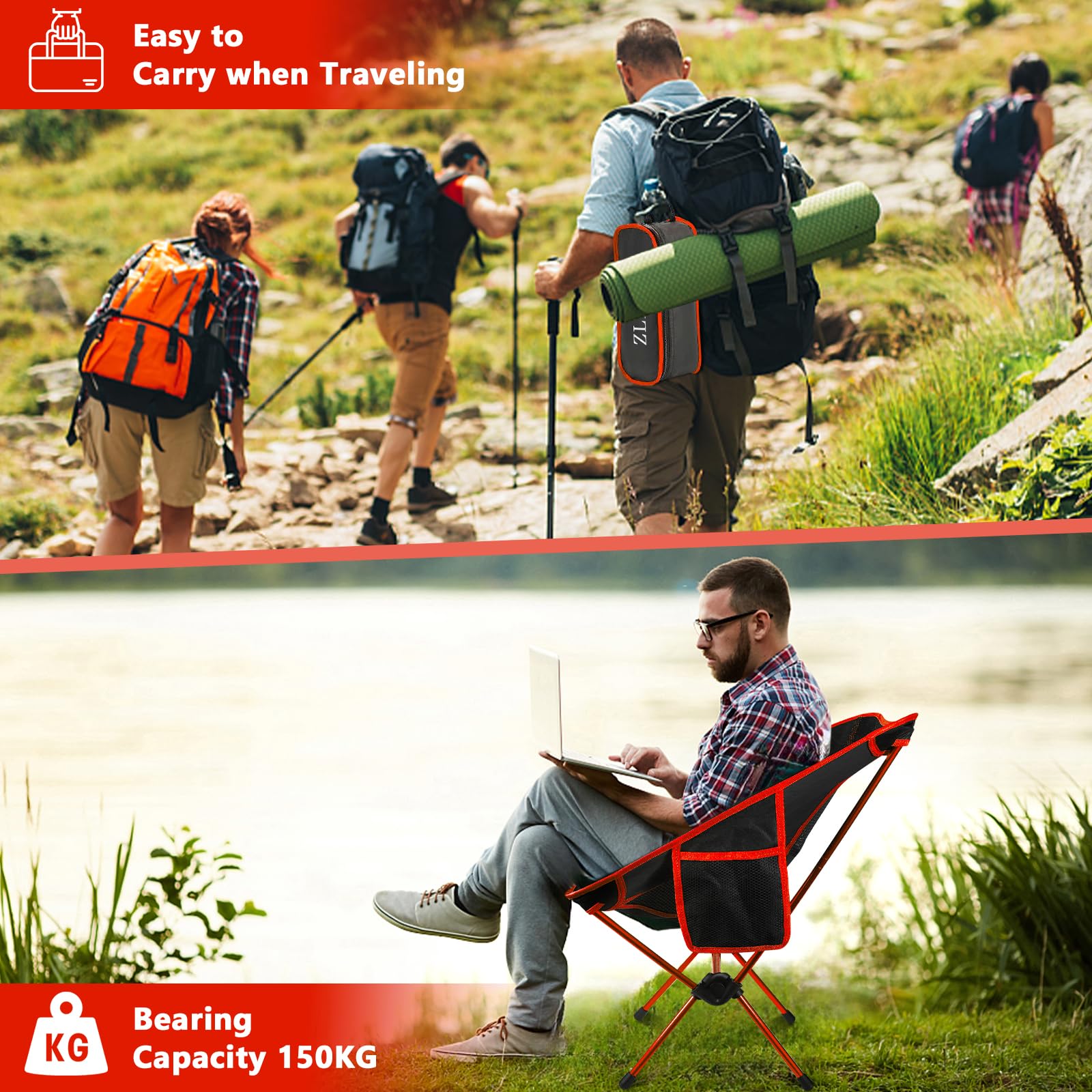 Pieghevole Campeggio Portatile, Poltrona in camper Sedie Pieghevoli da Esterno con Borsa da Trasporto Sedie per Pesca per Esterni, Giardino, Spiaggia, Pesca, Picnic, Viaggio