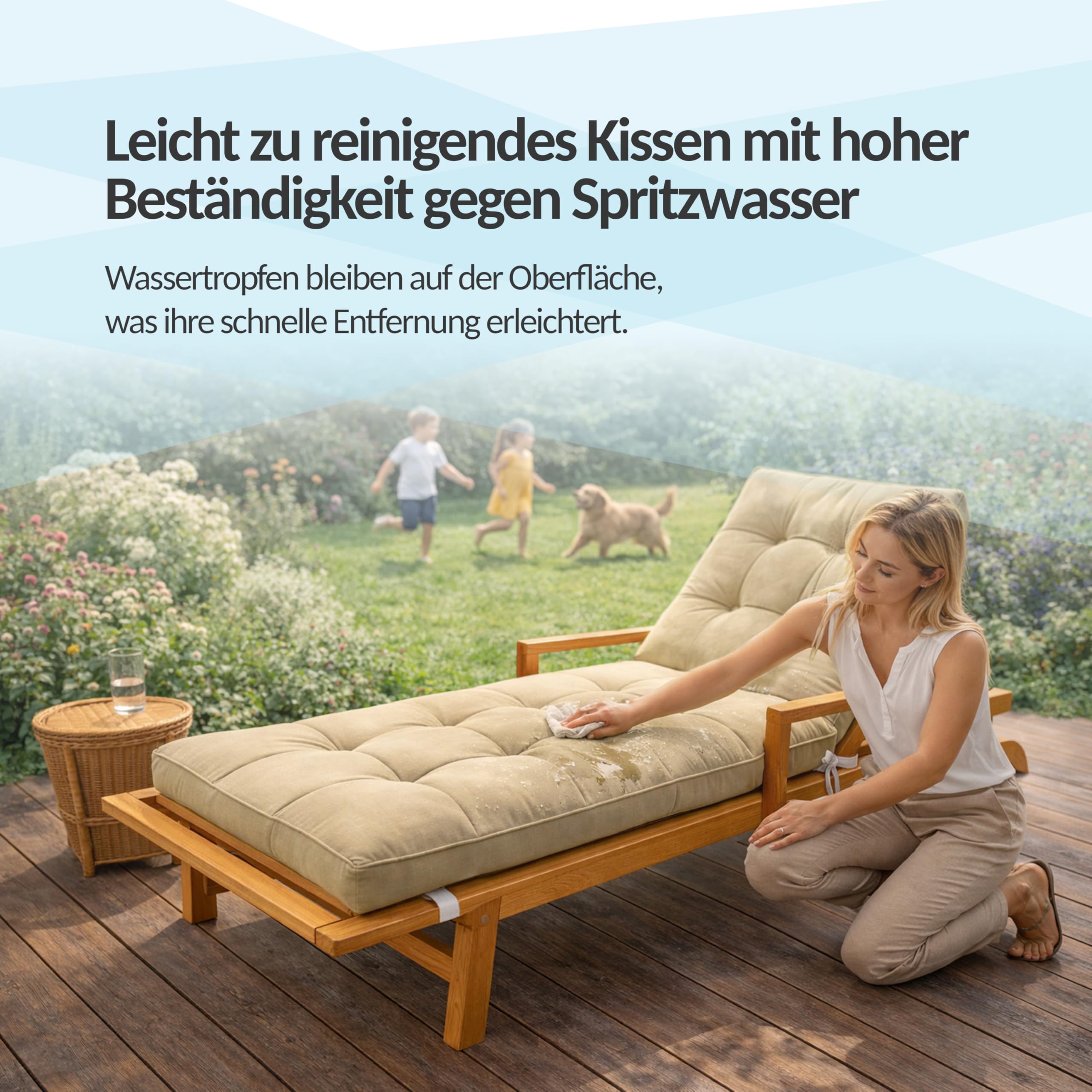 POKAR Liegenauflage 200x60x13 cm | Wasserabweisend | Gesteppte Sonnenliege Auflage | Polsterauflage für Liegestuhl und Deckchair | Outdoor Kissen für Gartenliege | Oeko-TEX | Made in EU | Anthrazit