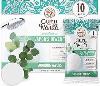 GuruNanda Eucalyptus Vapor Shower Tablets, Clean-Dissolving Aromatherapy Shower Steamers with Eucalyptus & Menthol, Promotes Relaxation, Ideal for Gifting, 10 Count