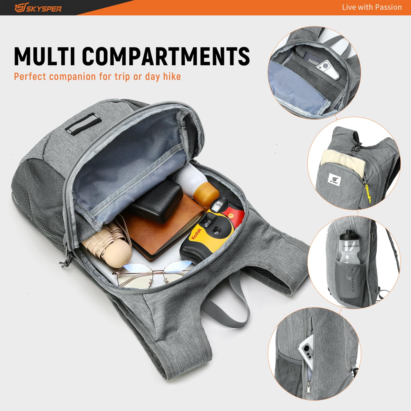 SKYSPER 10L Hiking Backpack Lightweight Packable Back Pack Small Travel Daypack for Women Men Foldable Outdoor Rucksack - Image 3