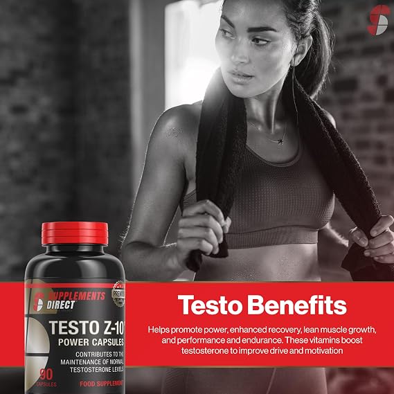 Supplements Direct - Testo-Z10 High Strength Capsules - 90 Capsules - Testosterone Supplements for Men - Zinc Supplements - Muscle Supplements - Testosterone Boosters - for Performance & Endurance