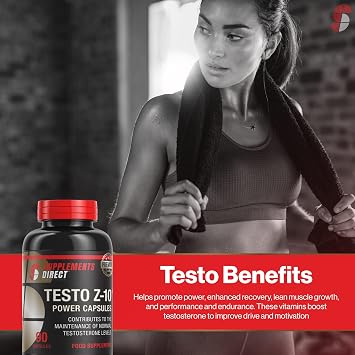 Supplements Direct - Testo-Z10 High Strength Capsules - 90 Capsules - Testosterone Supplements for Men - Zinc Supplements - Muscle Supplements - Testosterone Boosters - for Performance & Endurance