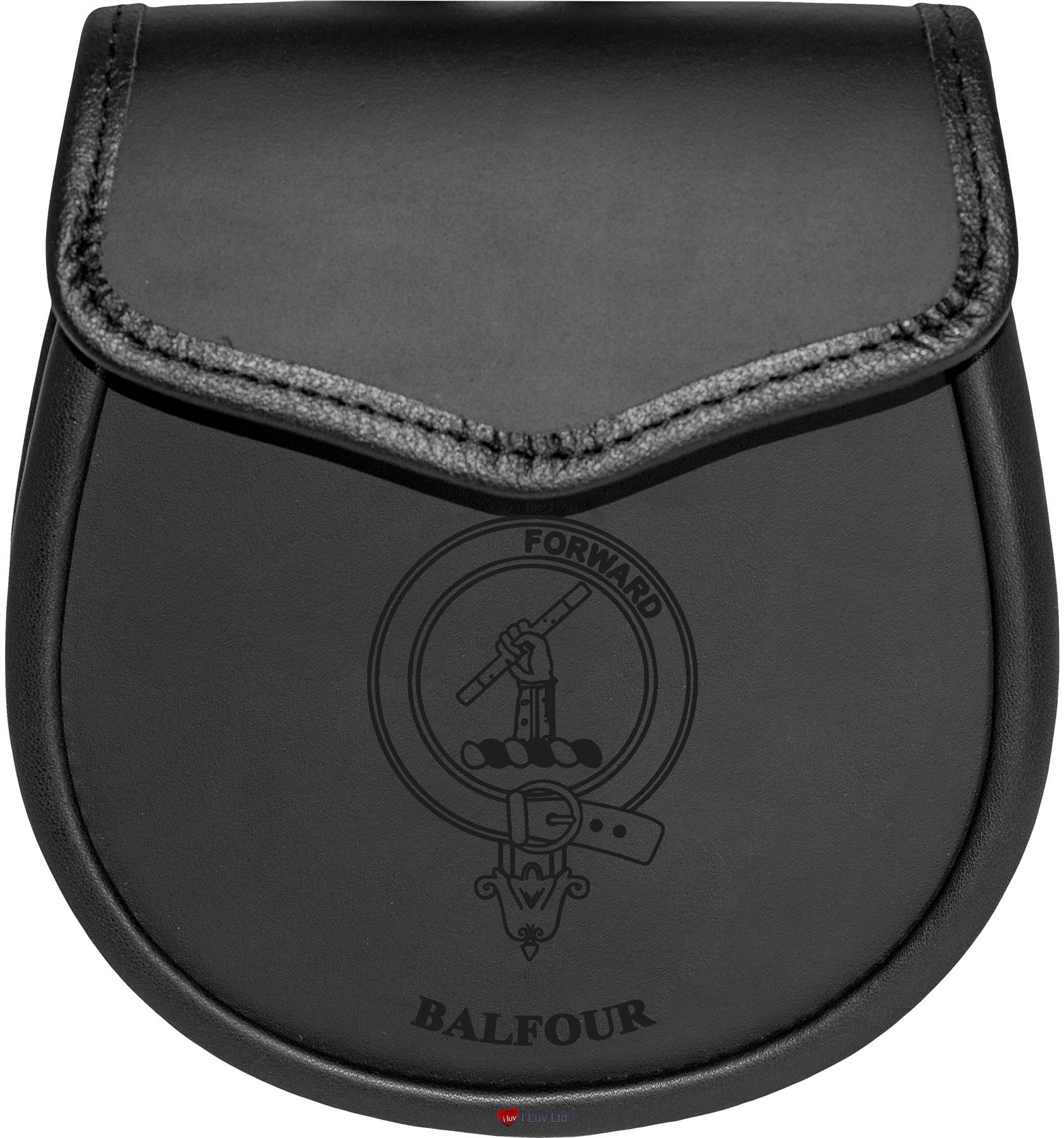 Balfour Leather Day Sporran Scottish Clan Crest