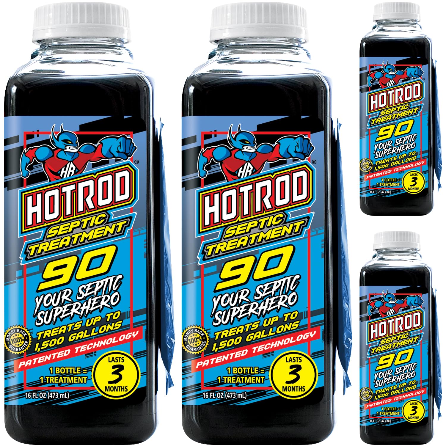 Hotrod Septic Tank Treatment - 12 Month Supply Extends Septic System Life and Prevents Costly Repairs - Industrial Grade - Easy to Use (12 Month, 4.00