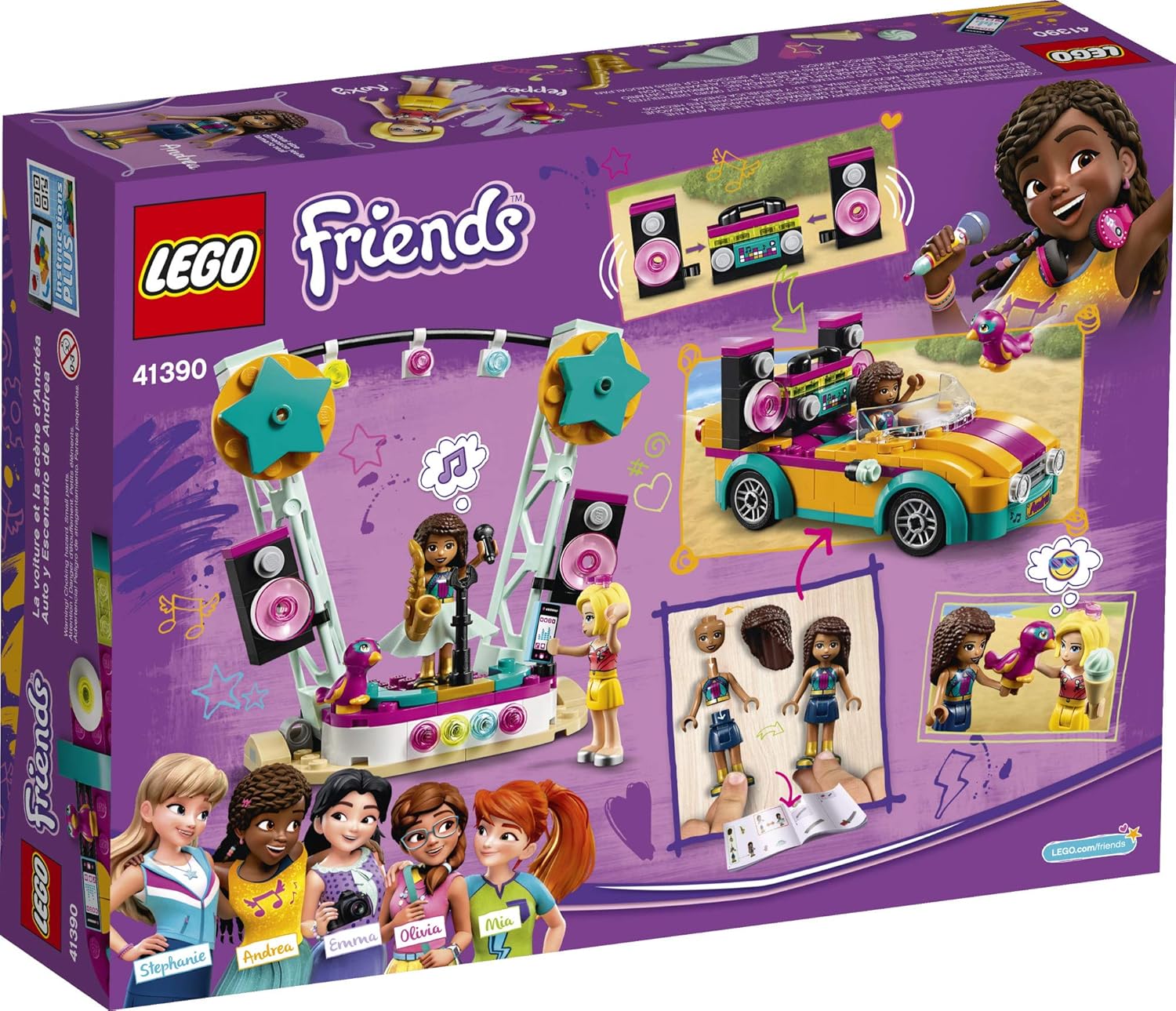 LEGO Friends Andrea’s Car & Stage Playset 41390 Building Kit, Includes a Toy Car and a Toy Bird (240 Pieces)