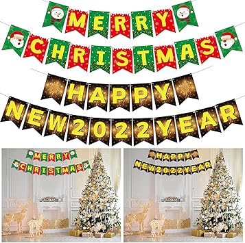 Office Christmas Party 2022 Pixhotul Reversible Merry Christmas And Happy New Year Banner, Double-Sided  Use Banner Garland For Xmas And 2022 New Year Home Office Party Decorations  : Amazon.co.uk: Home & Kitchen