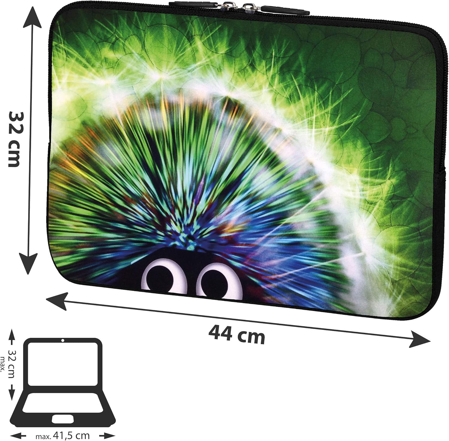 PEDEA Protective Case Laptop Bag for Laptops up to 17.3 Green Hedgehog 17,3 Zoll + Maus und Mauspad