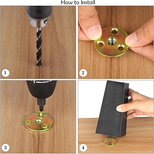 Miniatura 38 de TURSTIN Patas de plástico para muebles, patas cuadradas cónicas para sofá, patas de sofá con tuercas en T M8, tornillos para patas, sofás, sillas