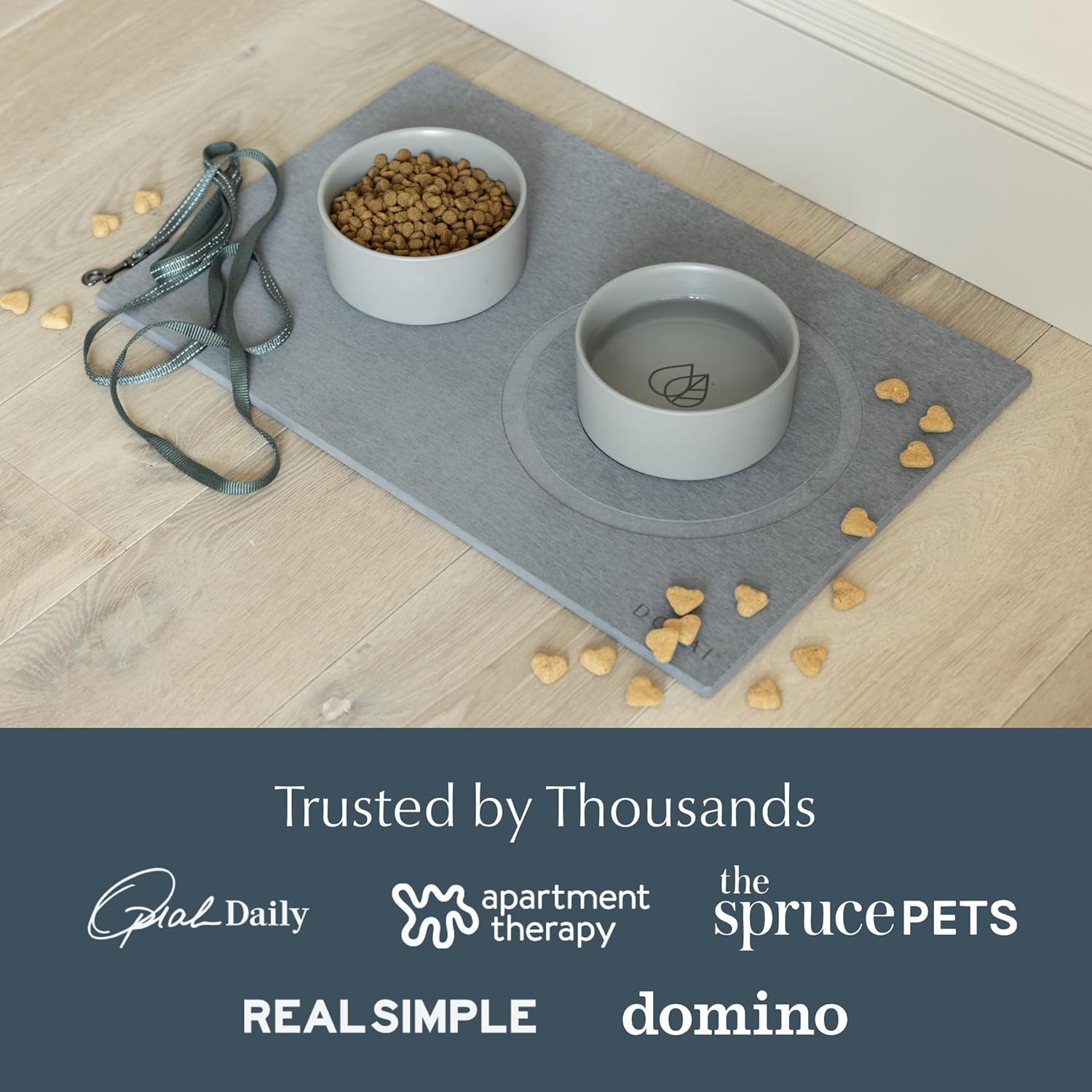 Dorai Home Ceramic Dog Bowls with Stone Drying Mat – Diatomaceous Earth Stone Mat with Non-Slip Base, Quick-Drying Pet Bowl Set for Medium Dogs, Ceramic Dog Water Bowl & Food Dish Set (23.6" x 15.4") - Image 5