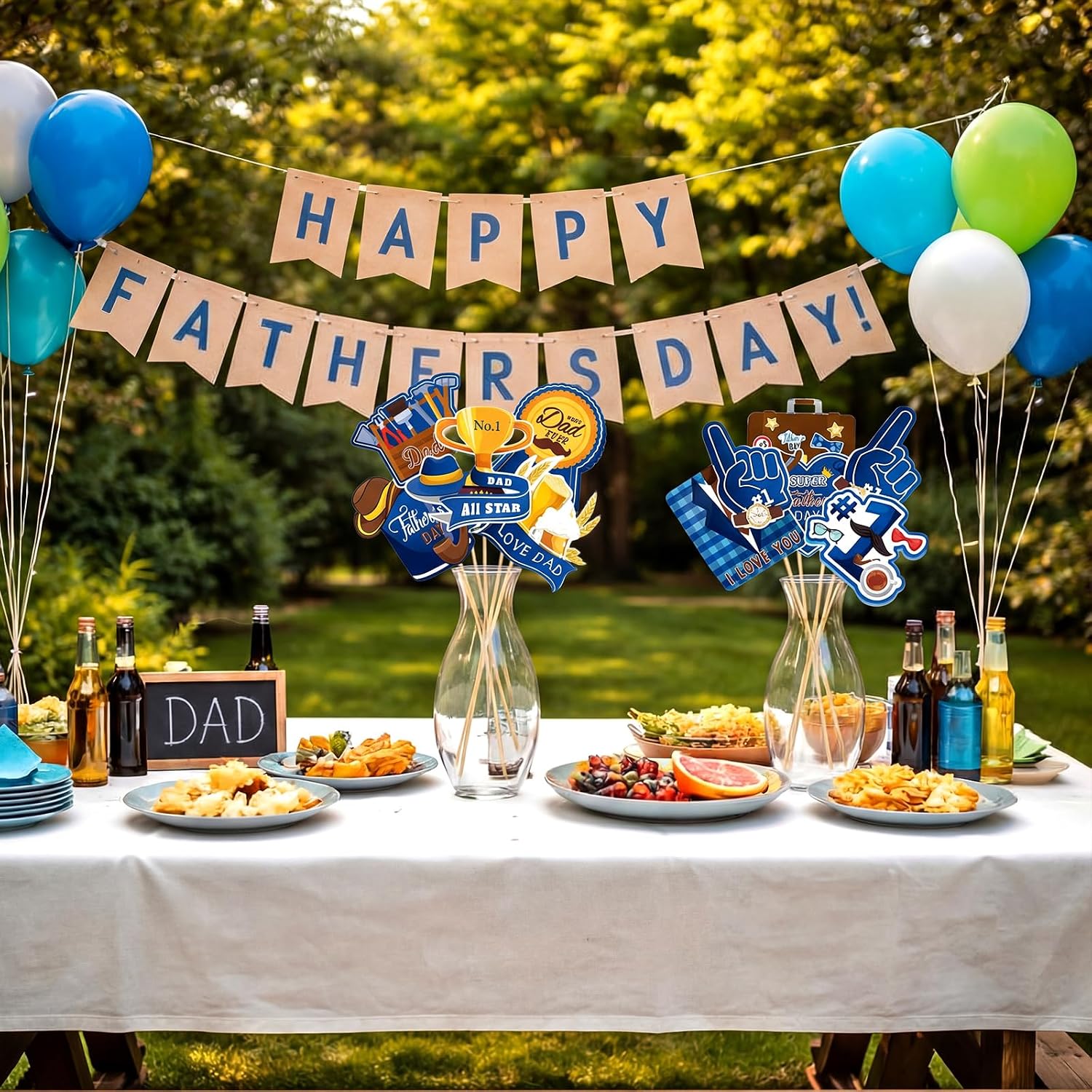 Beeveer 30 Pcs Father's Day Party Centerpieces Sticks Father's Day Table Toppers Centerpieces for Celebration Party Supplies
