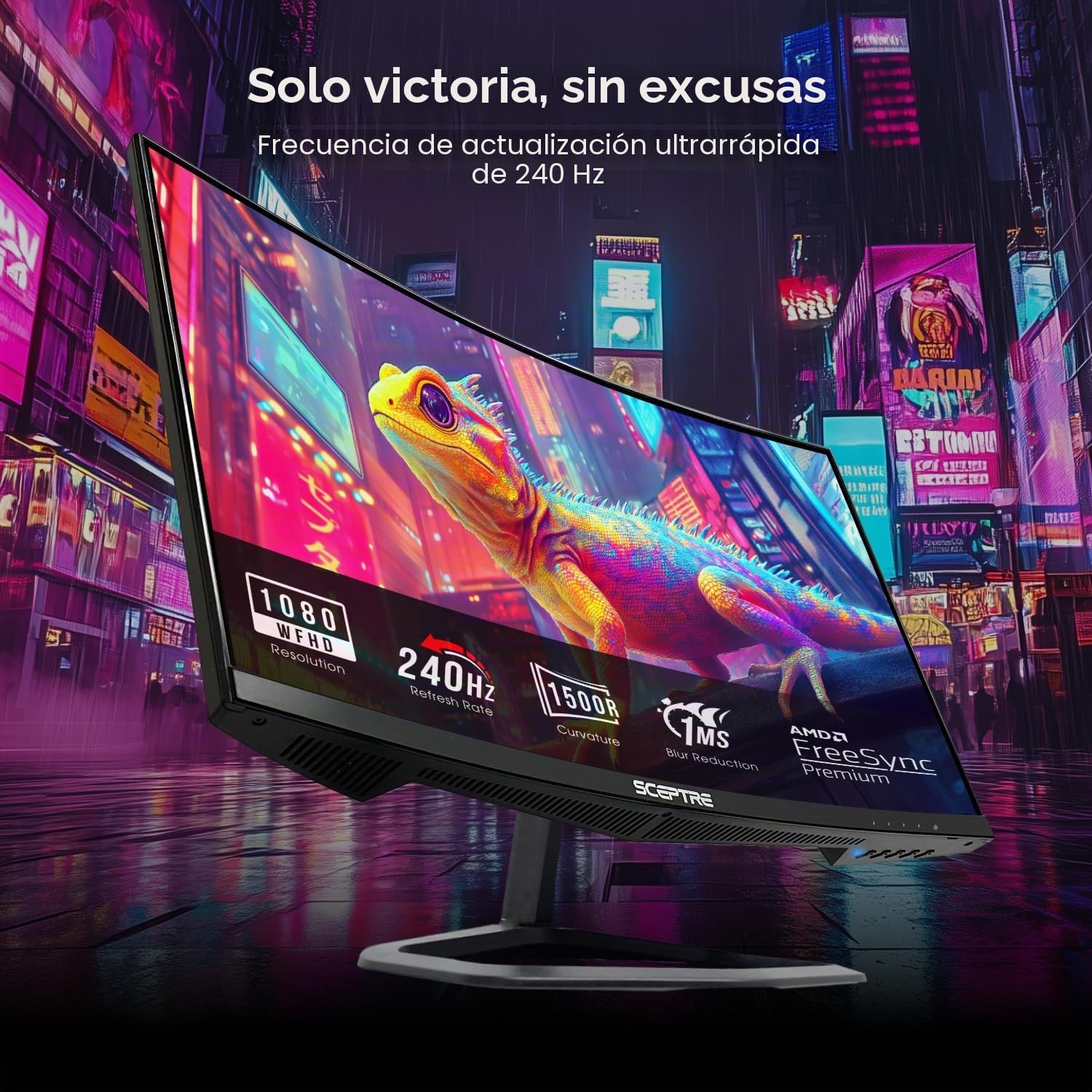 Sceptre Monitor curvado para juegos de 24.5 pulgadas hasta 240Hz 1080p R1500 1ms DisplayPort x2 HDMI x2 altavoces integrados de cambio de luz azul, negro máquina 2023 (C255B-FWT240)