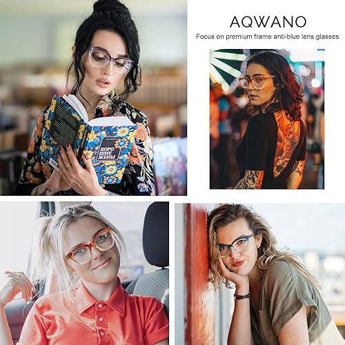 Miniatura 9 de AQWANO Gafas de lectura con diseño de ojo de gato para mujer, bloqueo de luz azul, lectores de computación, antirreflejos, ligeras, cómodas, color
