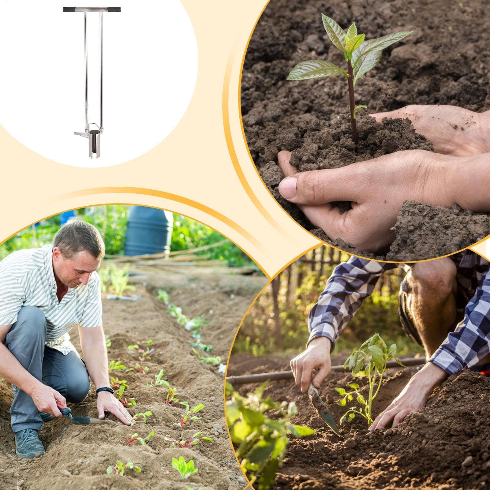 Trapianti di piantine - MANUALE a manico a manico piante per giardinaggio | piante di lampadina stabile, plugger di per orto