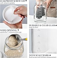 Vista 3 de Paquete de 2 tarros de vidrio transparente de boca ancha de 1 galón con tapa, tapa de rosca hermética resistente con junta de silicona - tarro Mason