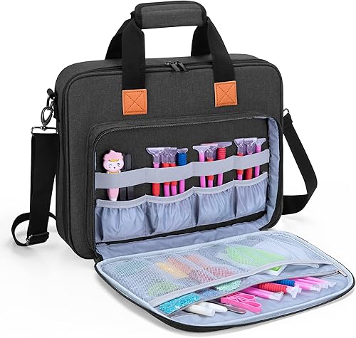 Vista 4 de LUXJA Bolsa de transporte para almohadilla de luz A4 y herramientas de pintura de diamante, funda protectora para caja de luz de pintura